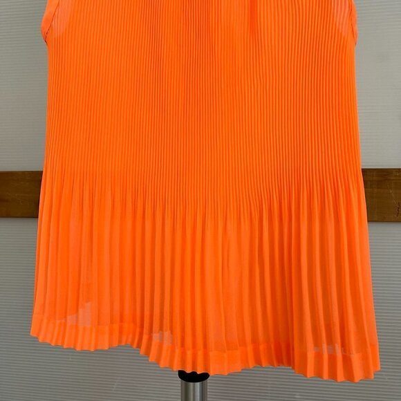 Ted Baker Dantea Orange Pleated Plisse Pleated Collar Sleeveless Blouse Sz 1 US4 - Picture 9 of 15